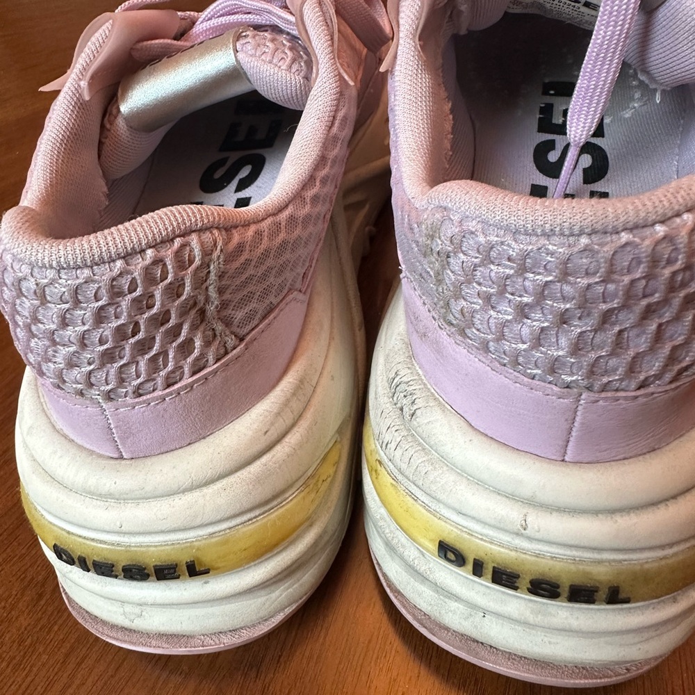 Diesel Pink Chunky Sneakers | Mesh & Leather | Platform Sole Size 8 - Picture 5 of 5
